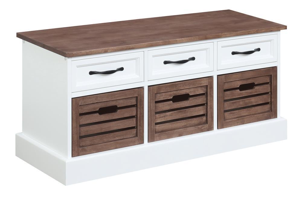Alma 3-drawer Storage Bench Weathered Brown and White - Tony’s Furniture Store & Linen (GA) - Multi Location