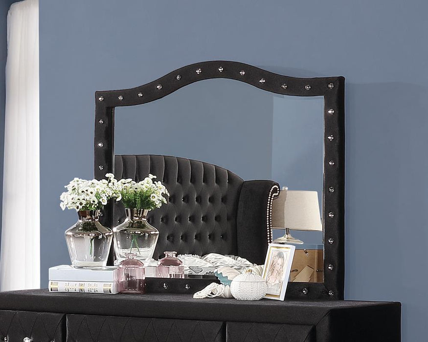 Deanna Button Tufted Dresser Mirror Black - Tony’s Furniture Store & Linen (GA) - Multi Location