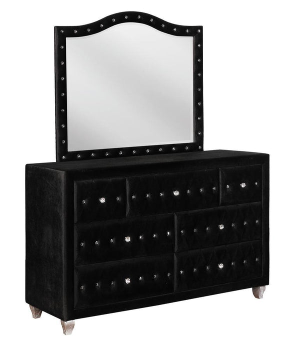 Deanna Button Tufted Dresser Mirror Black - Tony’s Furniture Store & Linen (GA) - Multi Location