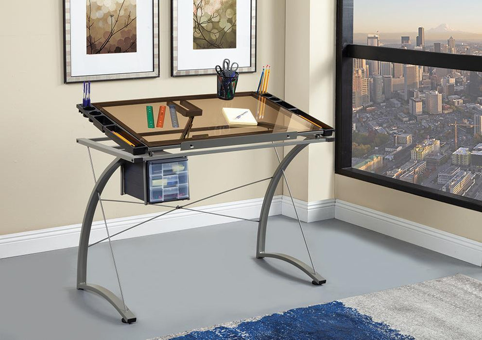 Melo 3-Drawer Drafting Desk Champagne - Tony’s Furniture Store & Linen (GA) - Multi Location