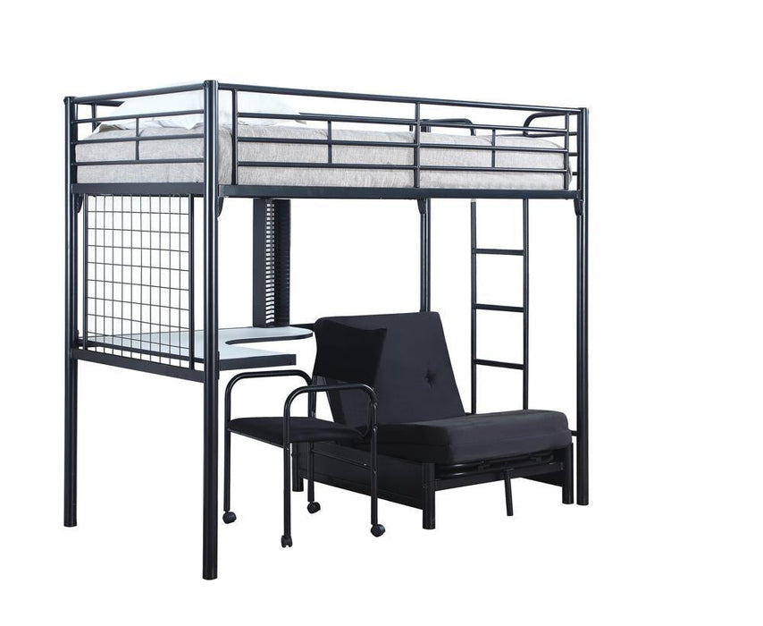 Jenner Twin Futon Workstation Loft Bed Black - Tony’s Furniture Store & Linen (GA) - Multi Location