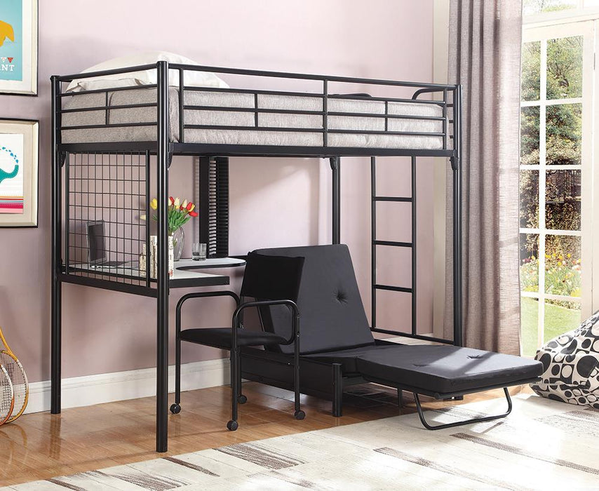 Jenner Twin Futon Workstation Loft Bed Black - Tony’s Furniture Store & Linen (GA) - Multi Location