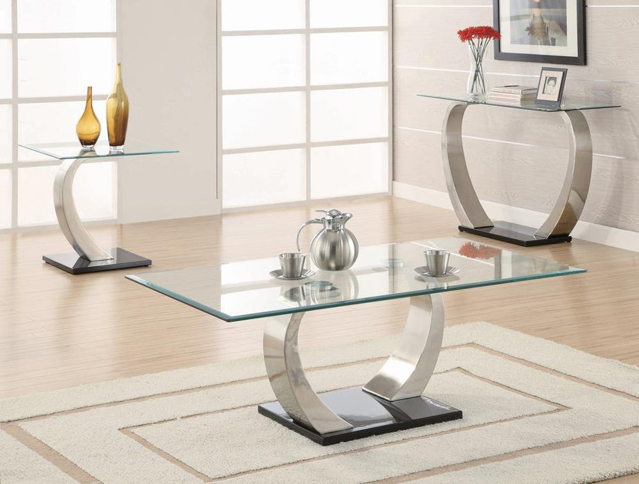 Pruitt Glass Top End Table Clear and Satin - Tony’s Furniture Store & Linen (GA) - Multi Location