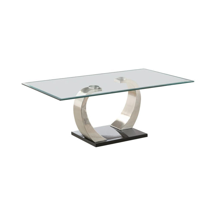 Pruitt Glass Top Coffee Table Clear and Satin - Tony’s Furniture Store & Linen (GA) - Multi Location