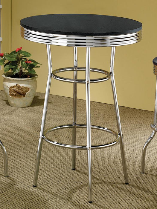 Theodore Round Bar Table Black and Chrome - Tony’s Furniture Store & Linen (GA) - Multi Location