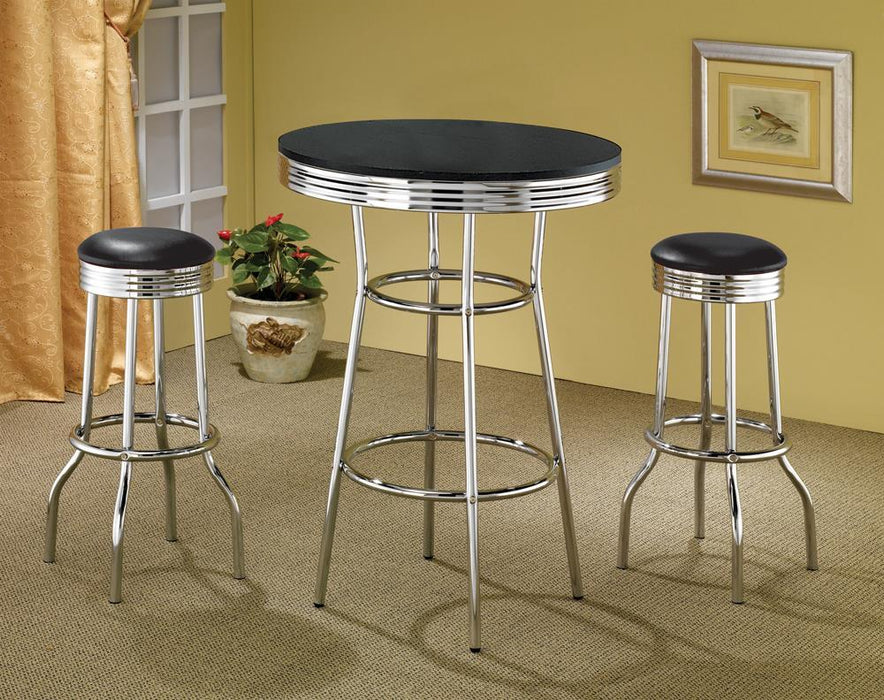 Theodore Round Bar Table Black and Chrome - Tony’s Furniture Store & Linen (GA) - Multi Location