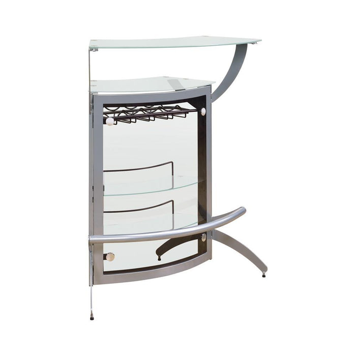 Dallas 2-shelf Home Bar Silver and Frosted Glass - Tony’s Furniture Store & Linen (GA) - Multi Location