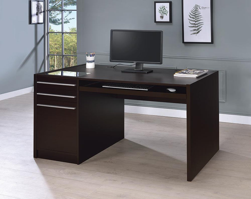 Halston 3-drawer Connect-it Office Desk Cappuccino - Tony’s Furniture Store & Linen (GA) - Multi Location
