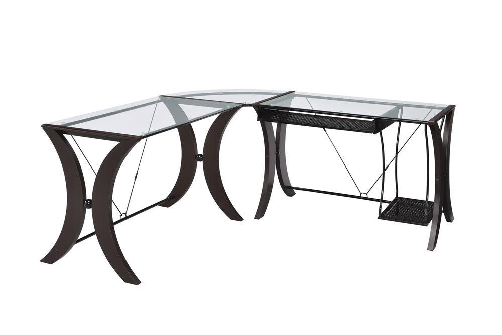 Monterey 3-piece L-shaped Computer Desk Set Cappuccino - Tony’s Furniture Store & Linen (GA) - Multi Location