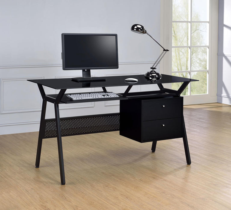 Weaving 2-drawer Computer Desk Black - Tony’s Furniture Store & Linen (GA) - Multi Location