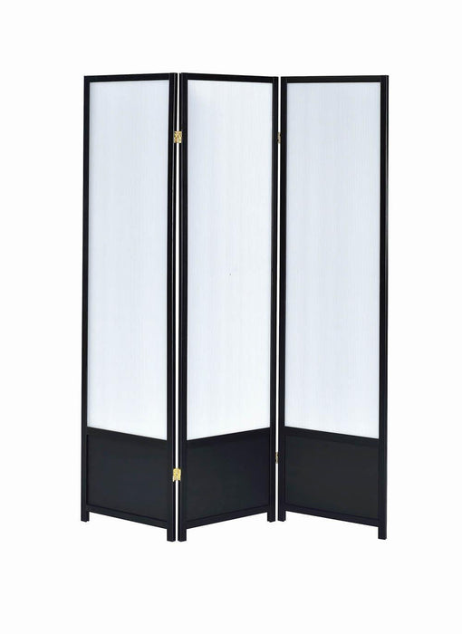 Calix 3-panel Folding Floor Screen Translucent and Black - Tony’s Furniture Store & Linen (GA) - Multi Location