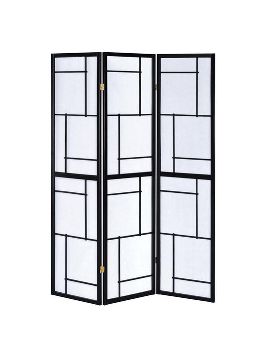 Damis 3-panel Folding Floor Screen Black and White - Tony’s Furniture Store & Linen (GA) - Multi Location