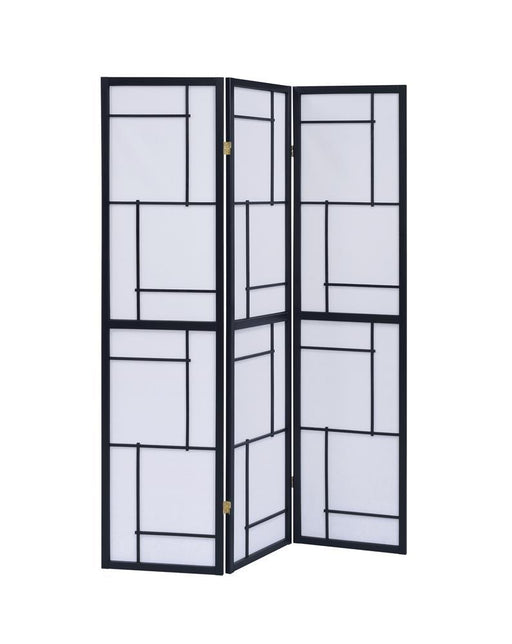 Damis 3-panel Folding Floor Screen Black and White - Tony’s Furniture Store & Linen (GA) - Multi Location