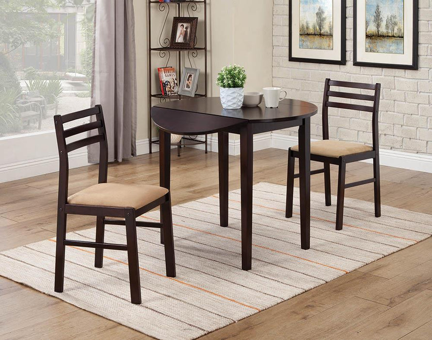 Bucknell 3-piece Dining Set with Drop Leaf Cappuccino and Tan - Tony’s Furniture Store & Linen (GA) - Multi Location