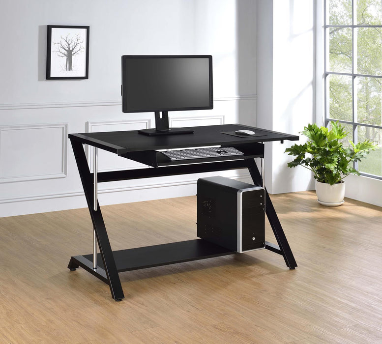 Mallet Computer Desk with Bottom Shelf Black - Tony’s Furniture Store & Linen (GA) - Multi Location
