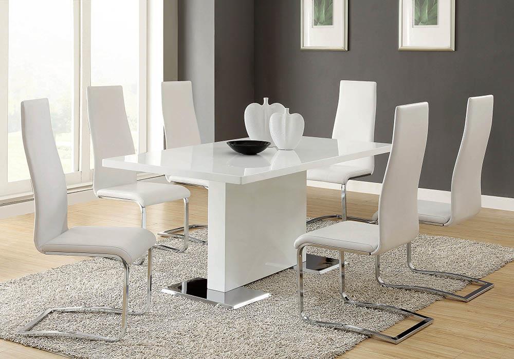 Anges T-shaped Pedestal Dining Table Glossy White - Tony’s Furniture Store & Linen (GA) - Multi Location
