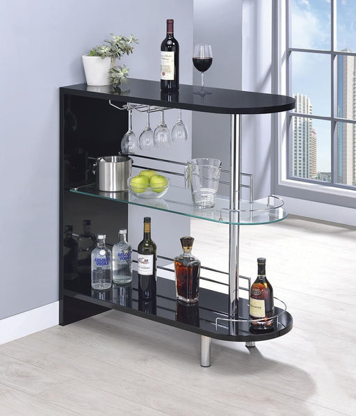 Adolfo 3-tier Bar Table Glossy Black and Clear - Tony’s Furniture Store & Linen (GA) - Multi Location