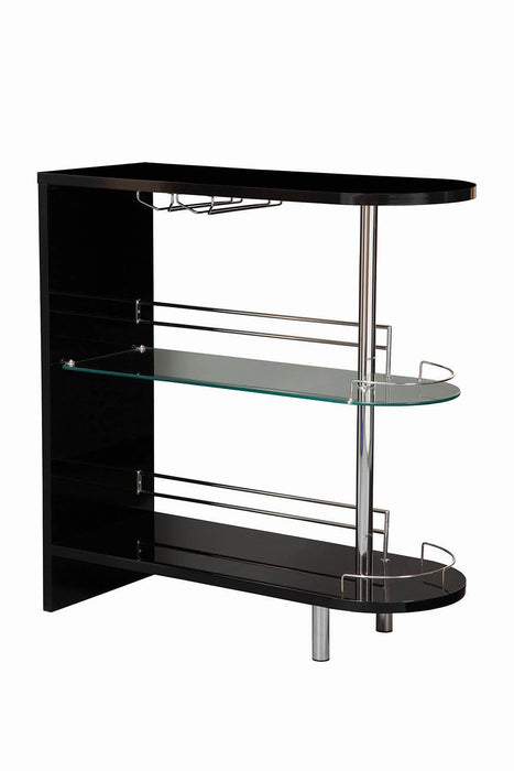 Adolfo 3-tier Bar Table Glossy Black and Clear - Tony’s Furniture Store & Linen (GA) - Multi Location