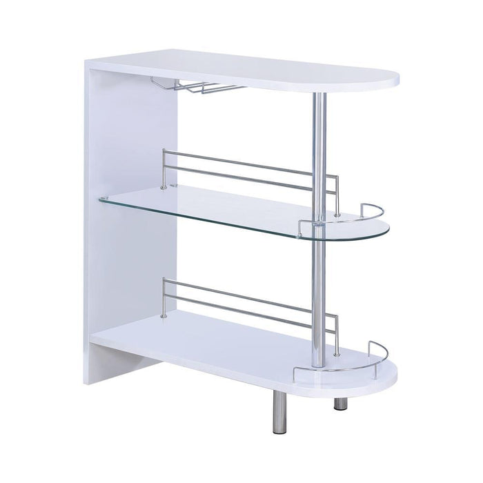 Adolfo 3-tier Bar Table Glossy White and Clear - Tony’s Furniture Store & Linen (GA) - Multi Location