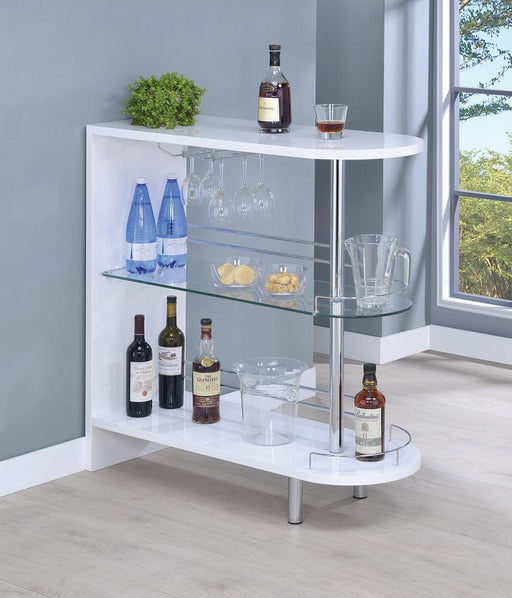 Adolfo 3-tier Bar Table Glossy White and Clear - Tony’s Furniture Store & Linen (GA) - Multi Location