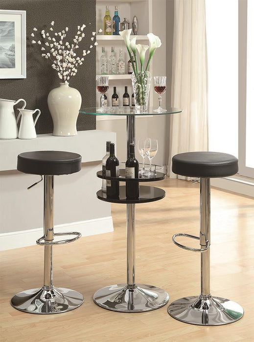 Gianella Glass Top Bar Table with Wine Storage Black and Chrome - Tony’s Furniture Store & Linen (GA) - Multi Location