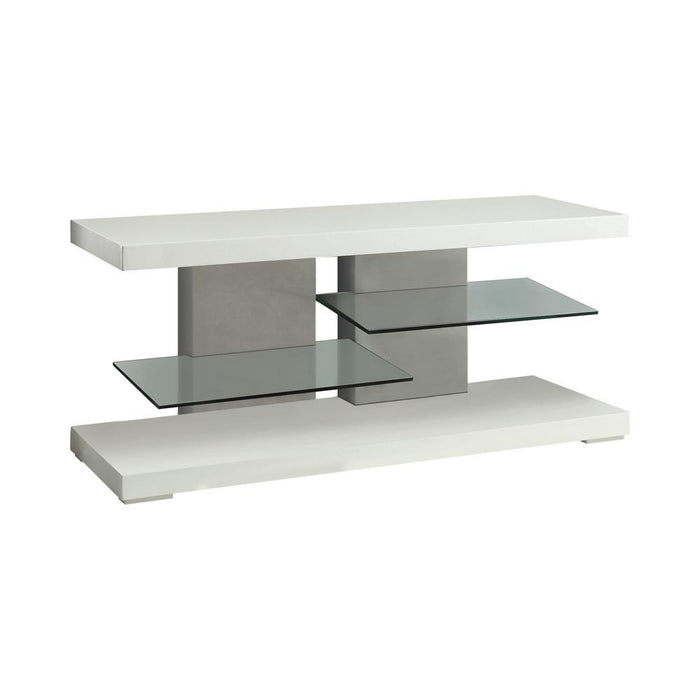 Cogswell 2-shelf TV Console Glossy White - Tony’s Furniture Store & Linen (GA) - Multi Location