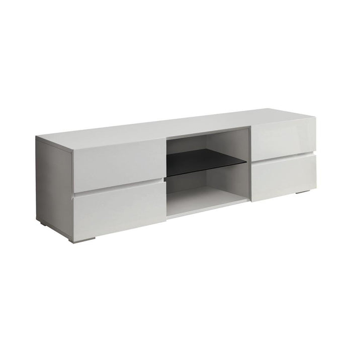 Galvin 4-drawer TV Console Glossy White - Tony’s Furniture Store & Linen (GA) - Multi Location