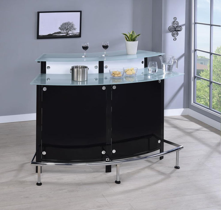 Keystone Glass Top Bar Unit Black - Tony’s Furniture Store & Linen (GA) - Multi Location