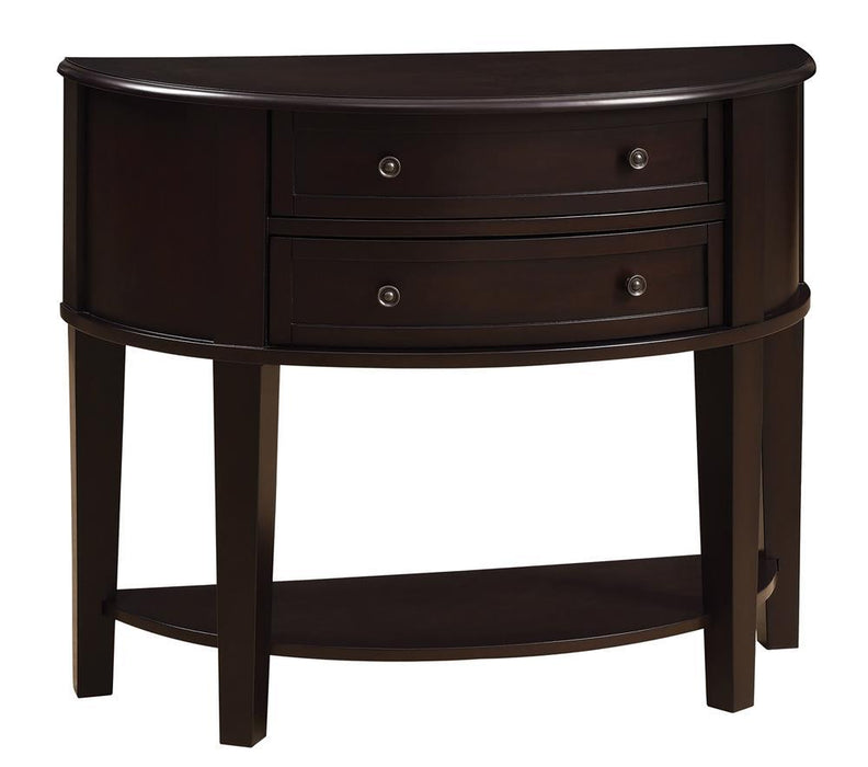 Diane 2-drawer Demilune Shape Console Table Cappuccino - Tony’s Furniture Store & Linen (GA) - Multi Location