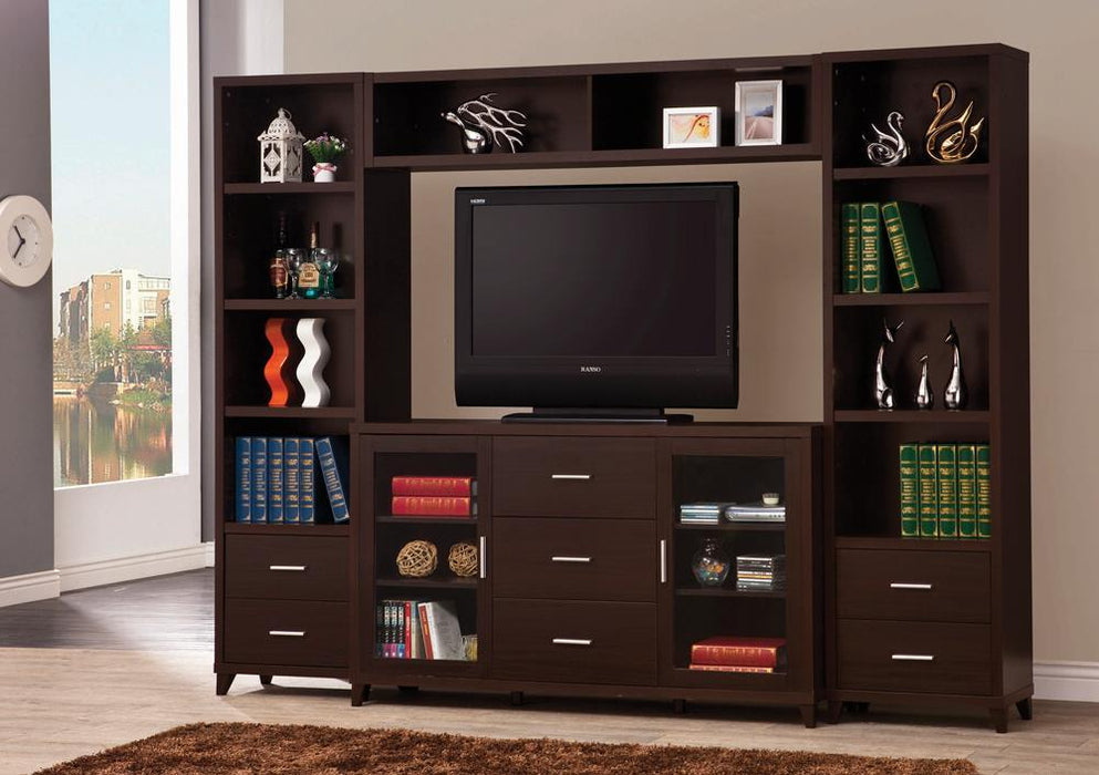 Lewes 2-door TV Stand with Adjustable Shelves Cappuccino - Tony’s Furniture Store & Linen (GA) - Multi Location