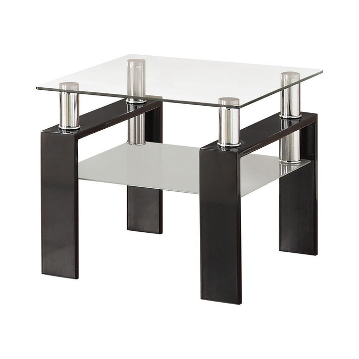 Dyer Tempered Glass End Table with Shelf Black - Tony’s Furniture Store & Linen (GA) - Multi Location