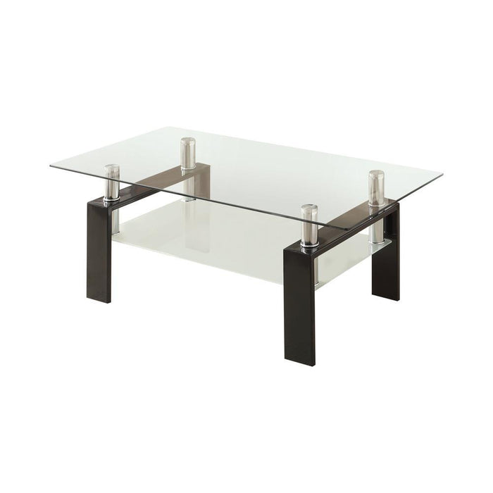 Dyer Tempered Glass Coffee Table with Shelf Black - Tony’s Furniture Store & Linen (GA) - Multi Location