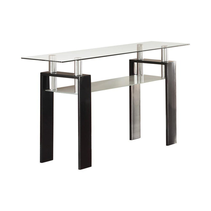 Dyer Tempered Glass Sofa Table with Shelf Black - Tony’s Furniture Store & Linen (GA) - Multi Location