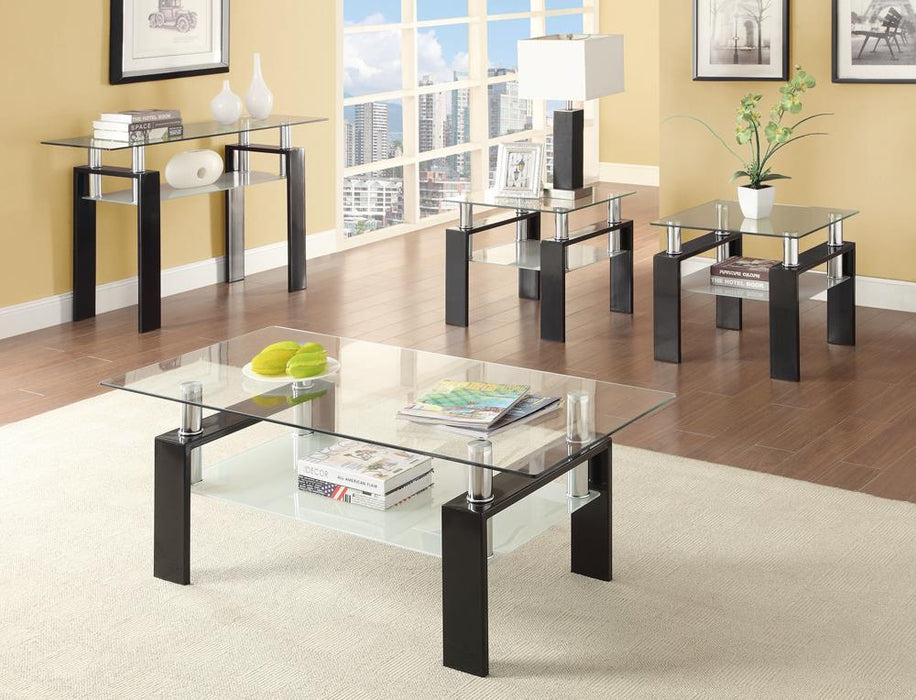 Dyer Tempered Glass Sofa Table with Shelf Black - Tony’s Furniture Store & Linen (GA) - Multi Location