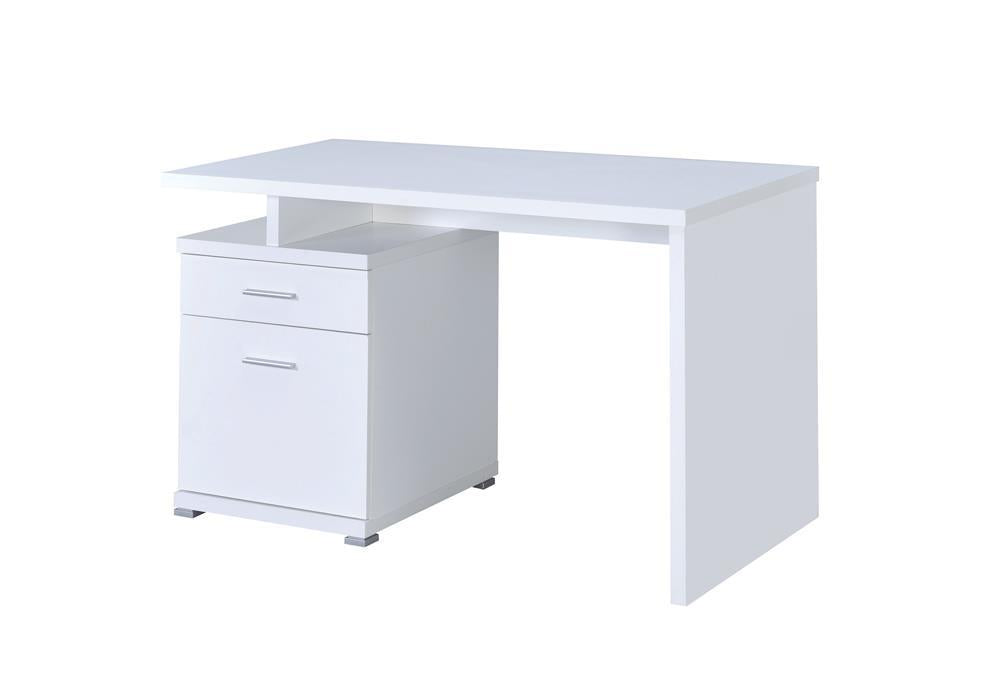 Irving 2-drawer Office Desk with Cabinet White - Tony’s Furniture Store & Linen (GA) - Multi Location