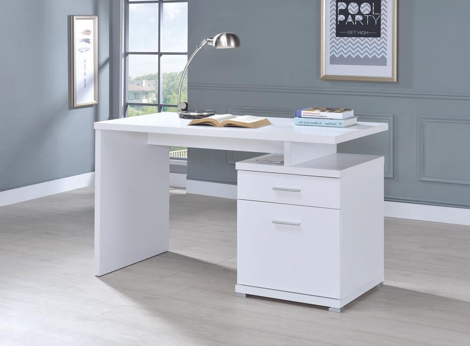Irving 2-drawer Office Desk with Cabinet White - Tony’s Furniture Store & Linen (GA) - Multi Location