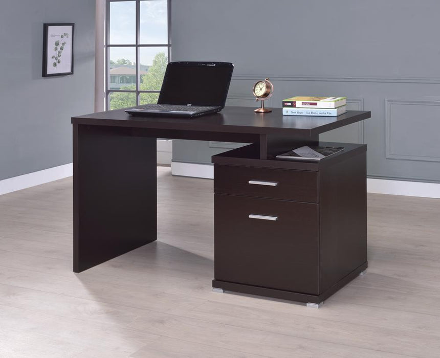 Irving 2-drawer Office Desk with Cabinet Cappuccino - Tony’s Furniture Store & Linen (GA) - Multi Location