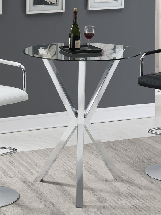 Denali Round Glass Top Bar Table Chrome - Tony’s Furniture Store & Linen (GA) - Multi Location