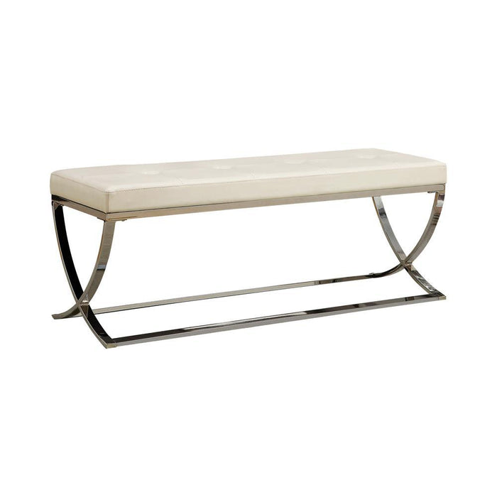 Walton Bench with Metal Base White and Chrome - Tony’s Furniture Store & Linen (GA) - Multi Location
