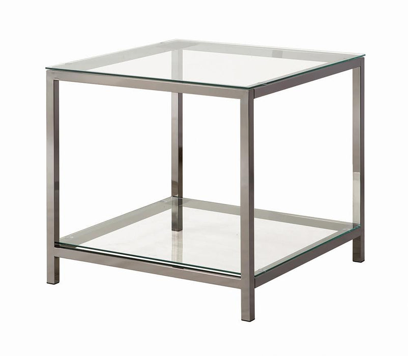 Trini End Table with Glass Shelf Black Nickel - Tony’s Furniture Store & Linen (GA) - Multi Location