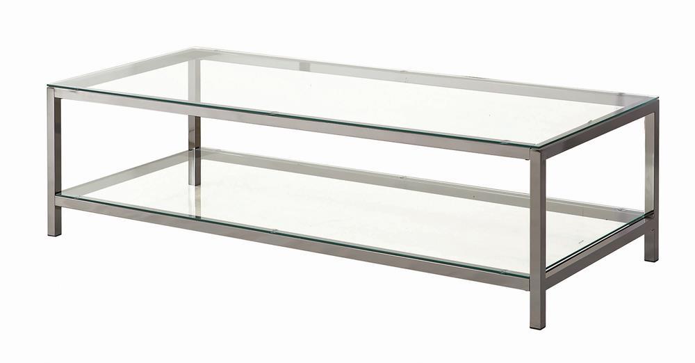 Trini Coffee Table with Glass Shelf Black Nickel - Tony’s Furniture Store & Linen (GA) - Multi Location