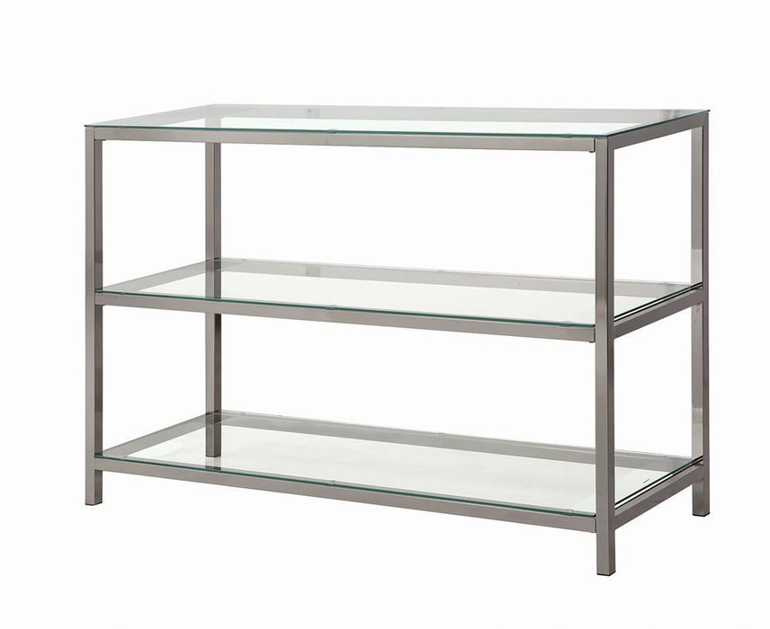 Trini Sofa Table with Glass Shelf Black Nickel - Tony’s Furniture Store & Linen (GA) - Multi Location