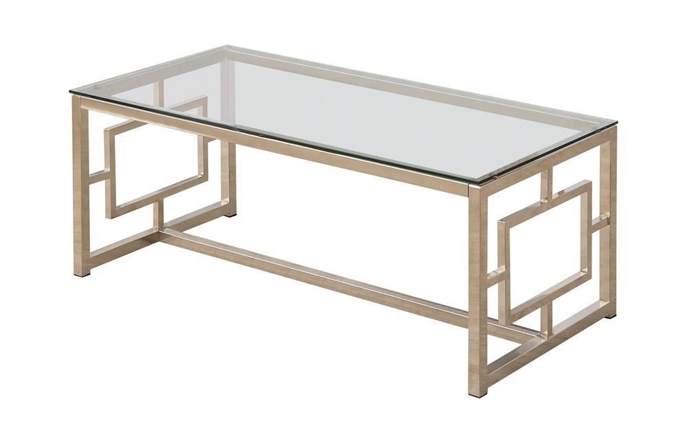 Merced Rectangle Glass Top Coffee Table Nickel - Tony’s Furniture Store & Linen (GA) - Multi Location