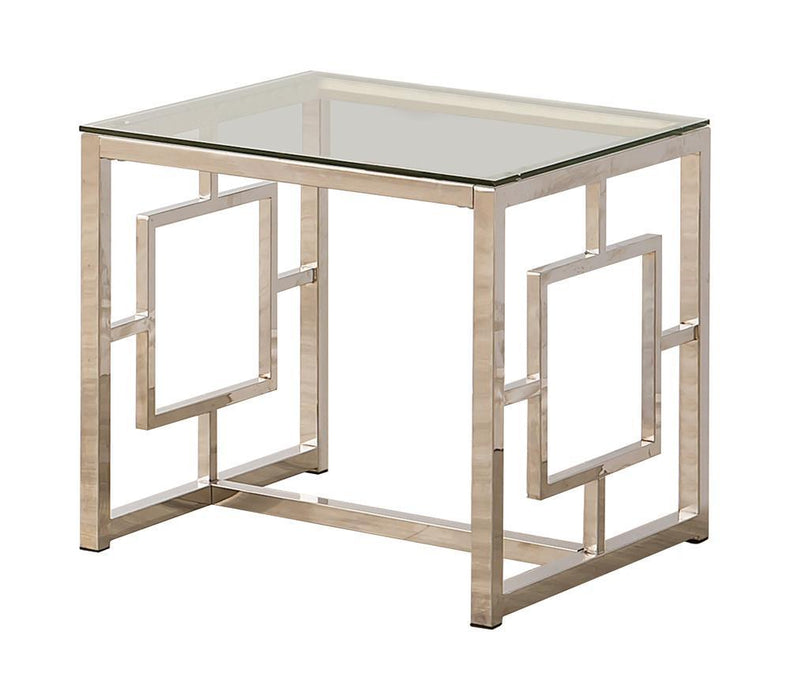 Merced Square Tempered Glass Top End Table Nickel - Tony’s Furniture Store & Linen (GA) - Multi Location