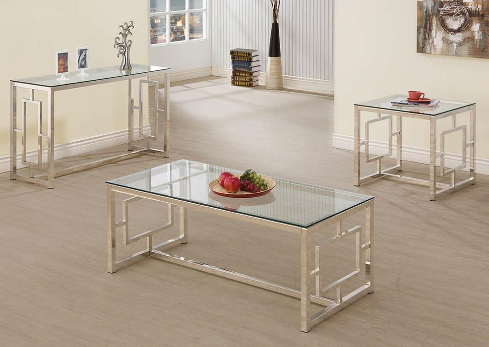 Merced Rectangle Glass Top Sofa Table Nickel - Tony’s Furniture Store & Linen (GA) - Multi Location