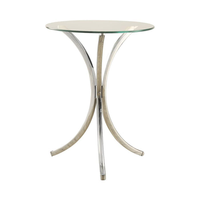 Eloise Round Accent Table with Curved Legs Chrome - Tony’s Furniture Store & Linen (GA) - Multi Location