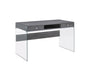 Dobrev 2-drawer Writing Desk Weathered Grey and Clear - Tony’s Furniture Store & Linen (GA) - Multi Location