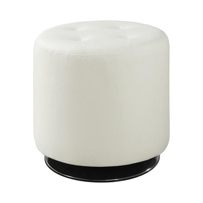 Bowman Round Upholstered Ottoman White - Tony’s Furniture Store & Linen (GA) - Multi Location