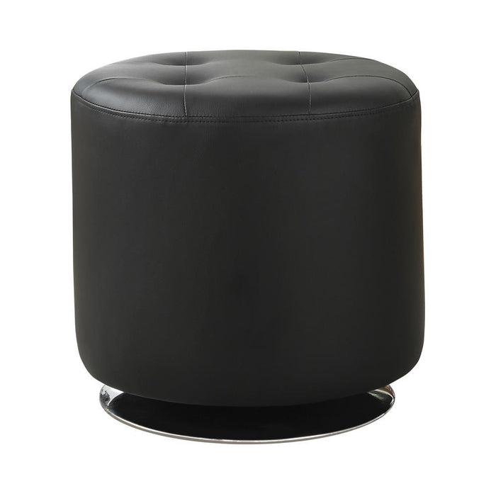 Bowman Round Upholstered Ottoman Black - Tony’s Furniture Store & Linen (GA) - Multi Location
