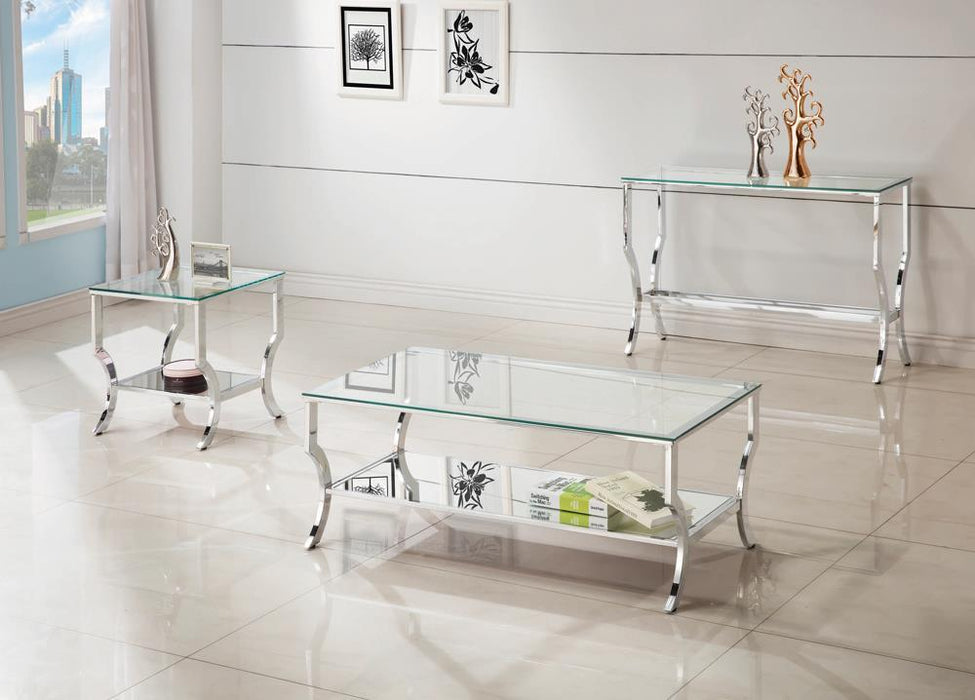 Saide Square End Table with Mirrored Shelf Chrome - Tony’s Furniture Store & Linen (GA) - Multi Location